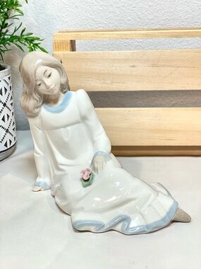 Retired Nadal “Girl w Pink Flower” Hand Crafted Hand Painted Porcelain Figurine.
